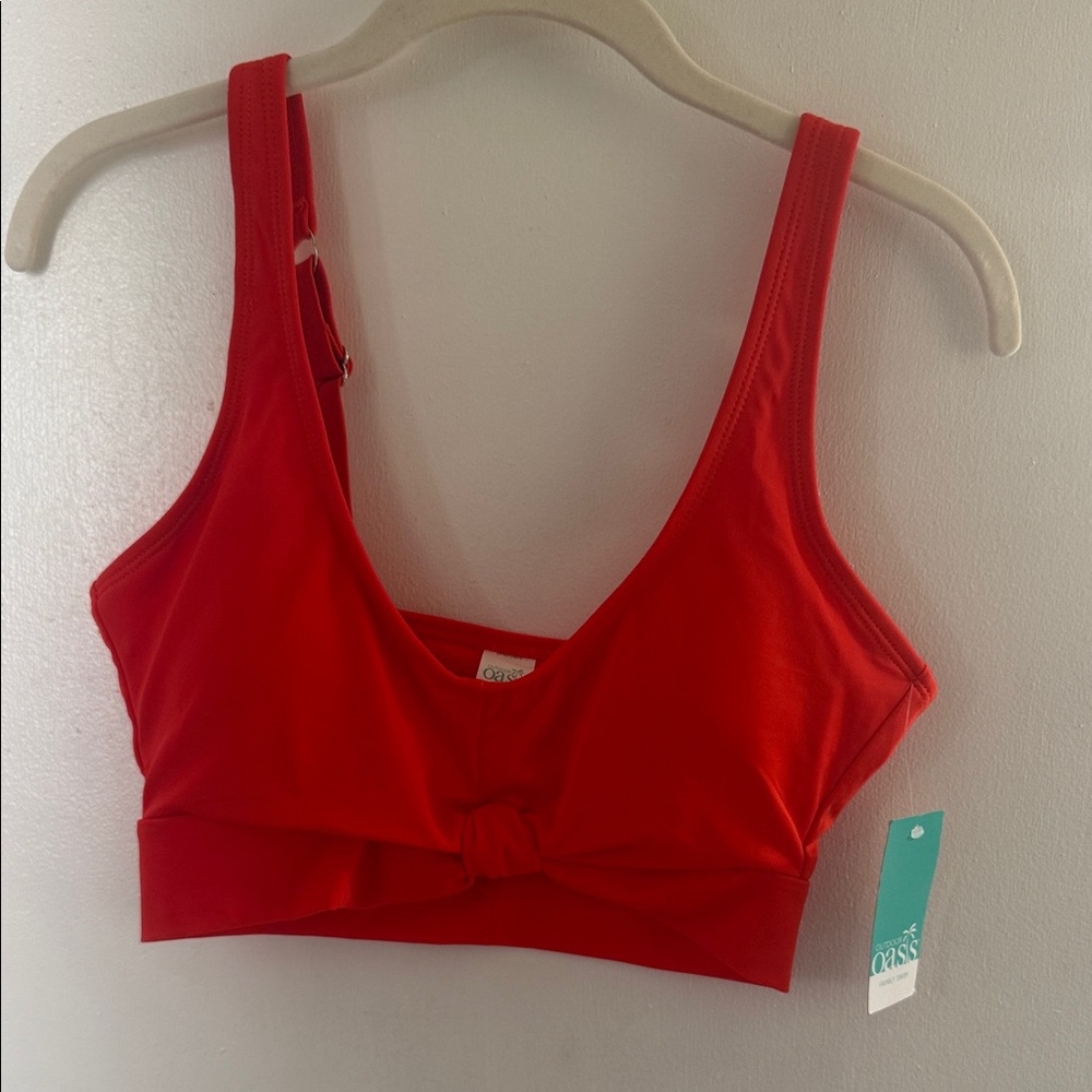 Red Knotted Front Bikini Top